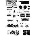 20th Century Sign Sets -- Set 1 1900-30 Garage, Pepsi, Studebaker, Goodyear, Cafe, Dr. Pepper & More, HO, Microscale Industries 
