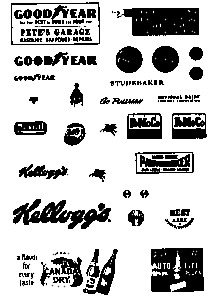 20th Century Sign Sets -- Set 1 1900-30 Garage, Pepsi, Studebaker, Goodyear, Cafe, Dr. Pepper & More, HO, Microscale Industries 