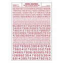 Dry Transfer Numbers Only - 45 Degree USA Gothic (Military Style) -- Red, ALL, Woodland Scenics 748