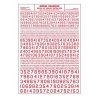 Dry Transfer Numbers Only - 45 Degree USA Gothic (Military Style) -- Red, ALL, Woodland Scenics 748