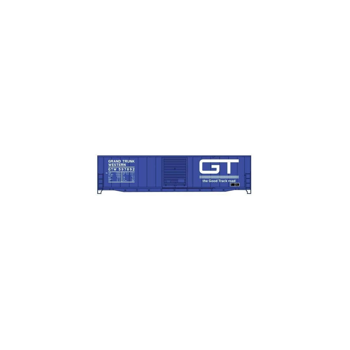 50′ Welded-Side Single-Door Boxcar - Kit -- Grand Trunk Western 597892 (blue, white, Good Track Road Logo)