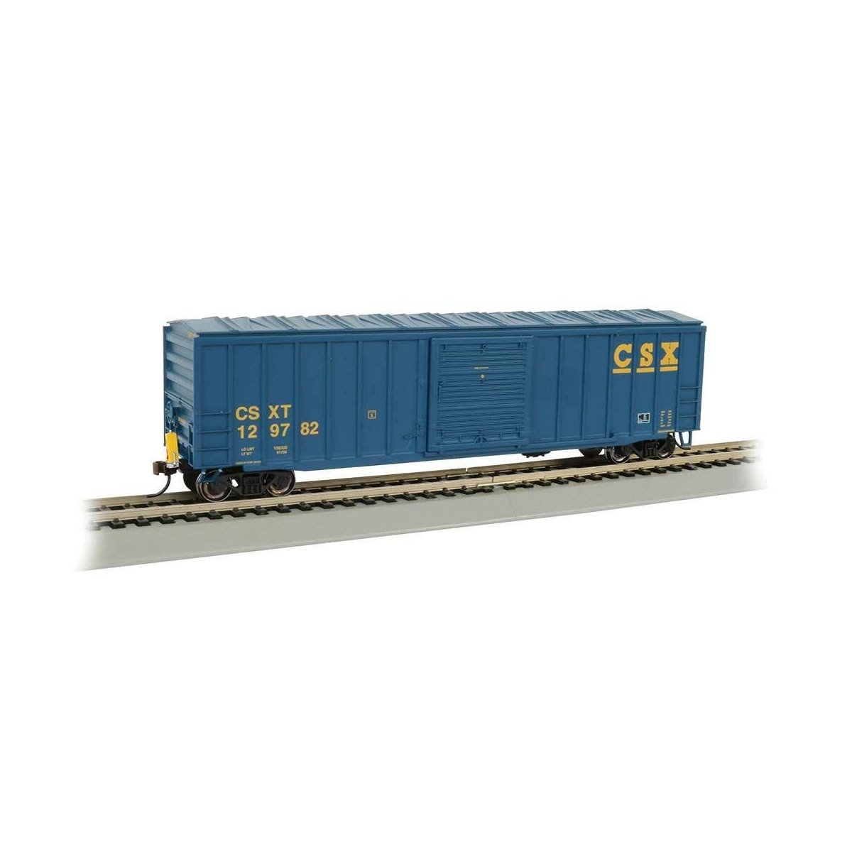 ACF 50′6′ Outside-Braced Boxcar - Flashing Rear End Device - Ready to Run -- CSX Transportation 129782 (blue, yellow)