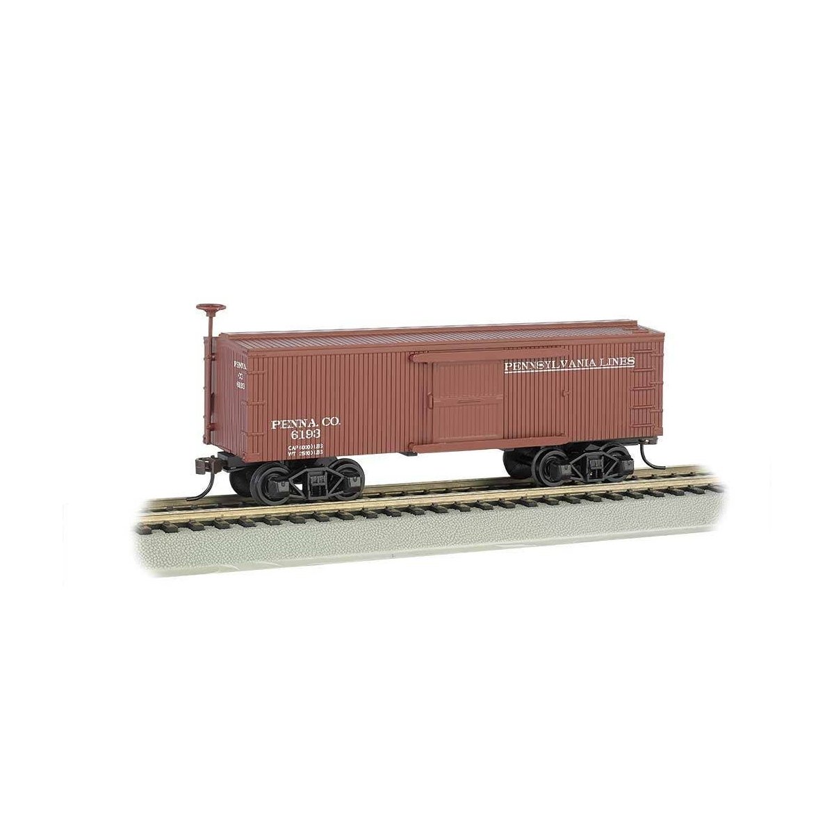 34′ Wood Old Time Boxcar - Ready to Run - Silver Series(R) -- Pennsylvania Railroad 6193 (Boxcar Red, Lines Lettering)