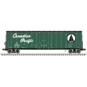 NSC 50′ Newsprint Plug-Door Boxcar - Ready to Run -- Canadian Pacific 80999 (green, white, Pine Tree Logo, Script Lettering) H
