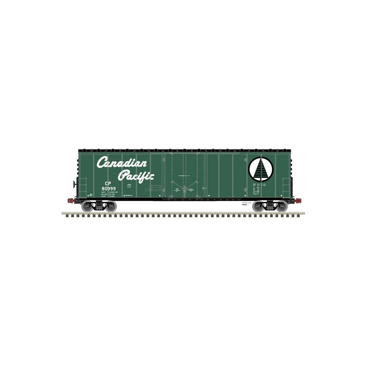 NSC 50′ Newsprint Plug-Door Boxcar - Ready to Run -- Canadian Pacific 81213 (green, white, Pine Tree Logo, Script Lettering)