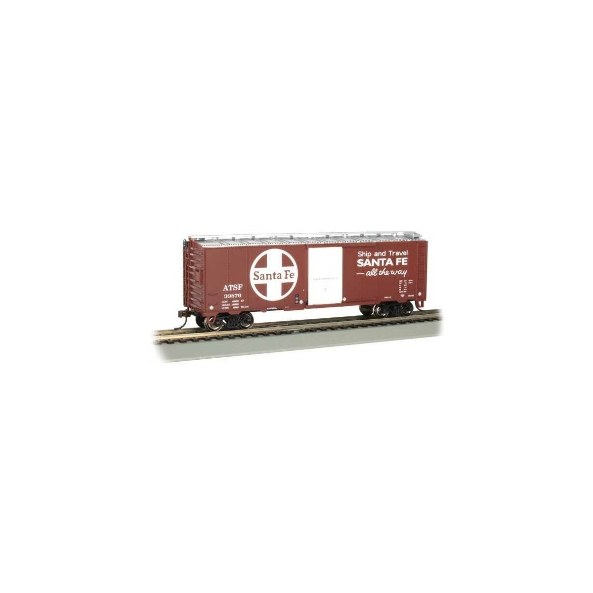 Pullman-Standard PS-1 40′ Steel Boxcar - Ready to Run - Silver Series(R) -- Santa Fe 139876 (Boxcar Red, white Large Logo, Flo