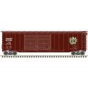 Postwar 50′ Double-Door Boxcar - Ready to Run - Master(R) -- Canadian National 551334 (Boxcar Red, white, green, Leaf Logo), H