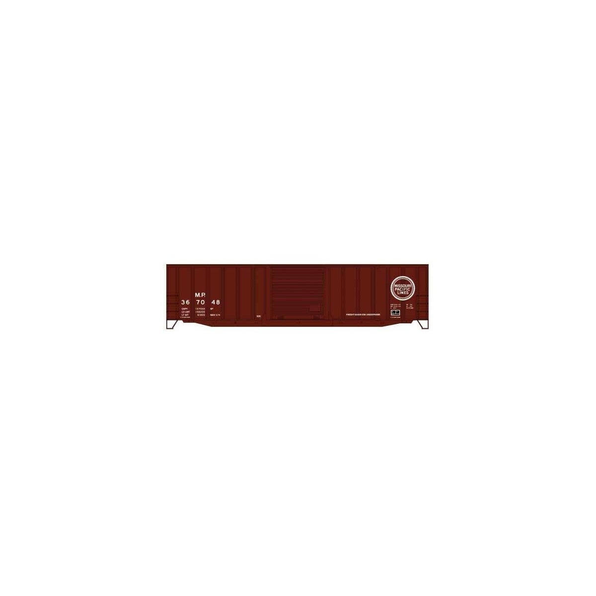 50′ Exterior-Post Modern Boxcar - Kit -- Missouri Pacific 367048 (Boxcar Red, Buzz Saw Logo)