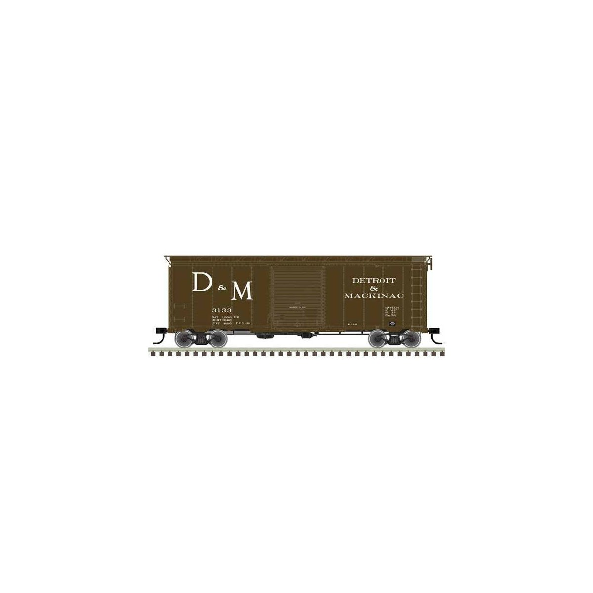40′ Postwar Boxcar with 8′ Door - Ready to Run - Master(R) -- Detroit and Mackinac 3113 (Boxcar Red, white)