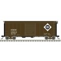 40′ Postwar Boxcar with 8′ Door - Ready to Run - Master(R) -- Erie 87243 (Boxcar Red, white, black), HO Atlas Model Railroad