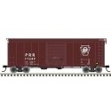 40` Postwar Boxcar with 8` Door - Ready to Run - Master(R) -- Pennsylvania Railroad 71349 (Tuscan, white, Plain Keystone, U-1 Wh