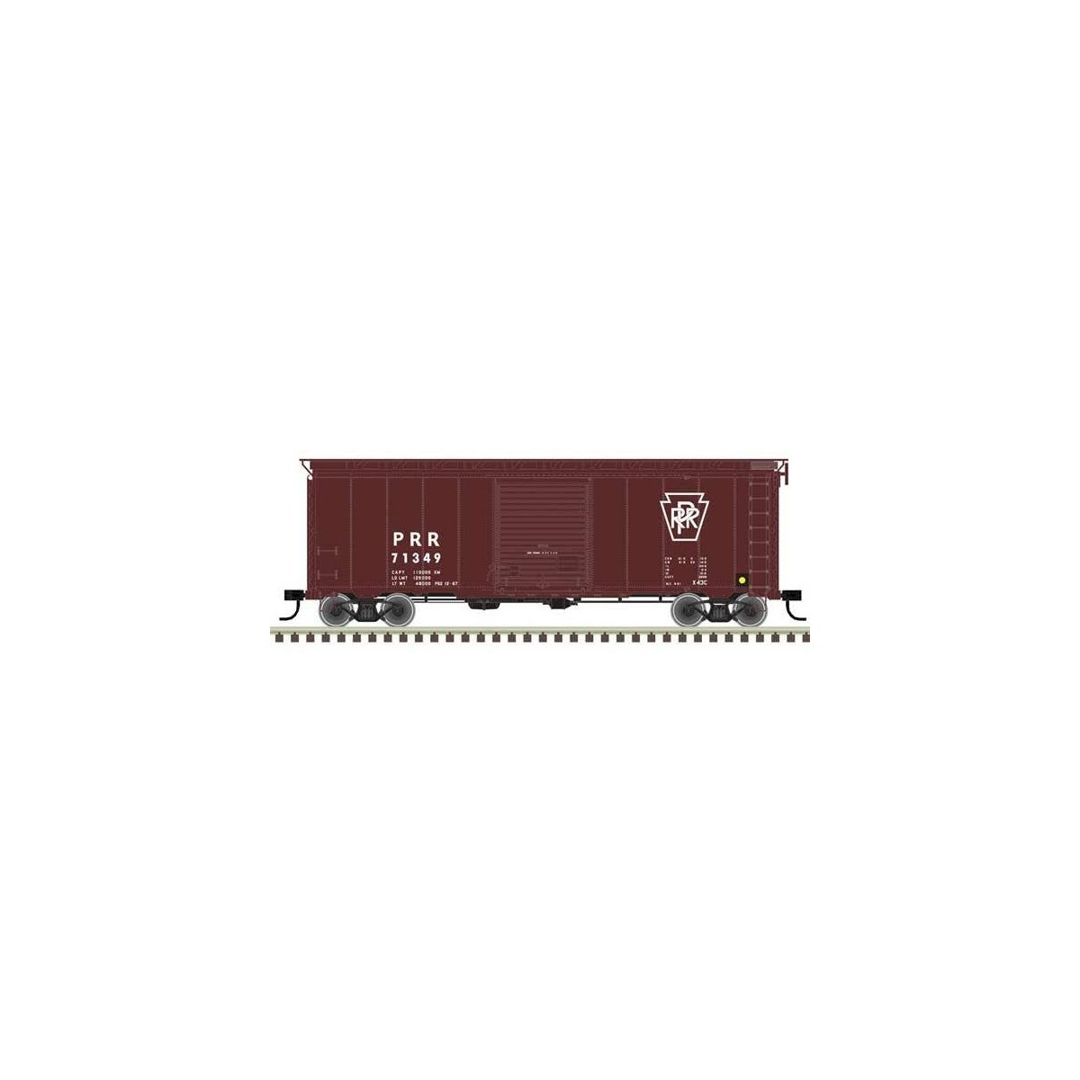 40′ Postwar Boxcar with 8′ Door - Ready to Run - Master(R) -- Pennsylvania Railroad 71426 (Tuscan, white, Plain Keystone, U-