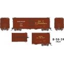 UP Class B-50-39 40′ Boxcar 6-Pack - Ready to Run -- Union Pacific Set 2 (1947 As-Delivered, Boxcar Red, Streamliners Slogan),