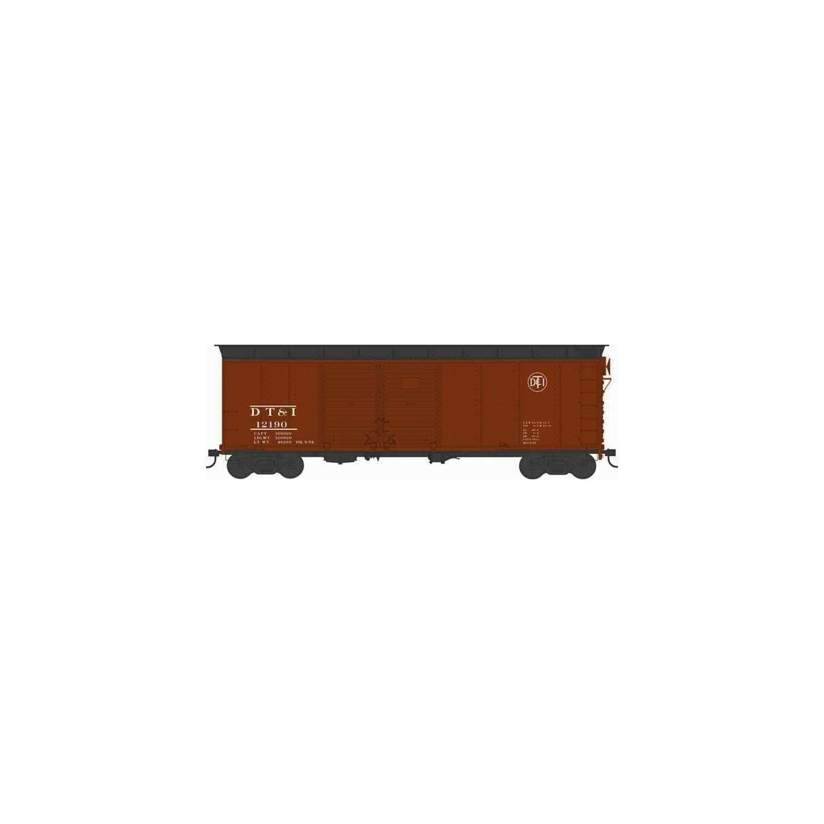X31 Double-Door Round Flush Roof Boxcar - Ready to Run -- Detroit, Toledo & Ironton 12190 (Blt. 9-37 Repack 8-54, Boxcar Red, bl