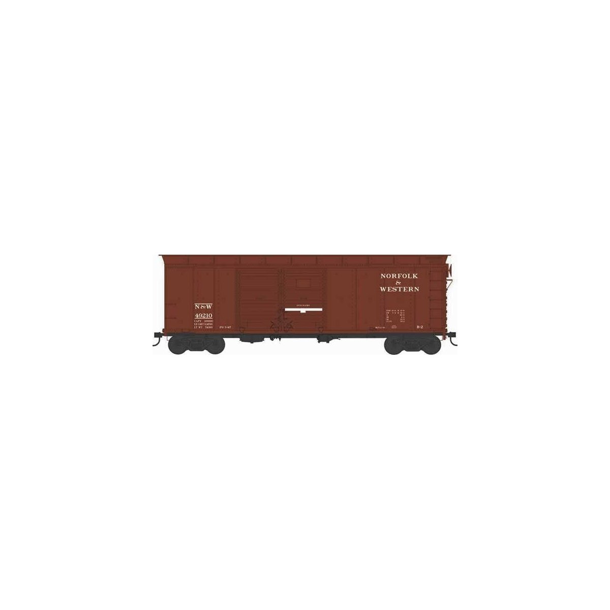 X31 B2 Double-Door Round Flush Roof Boxcar - Ready to Run -- Norfolk & Western 49222 (Blt. 12-36 Repack 3-47, Boxcar Red)