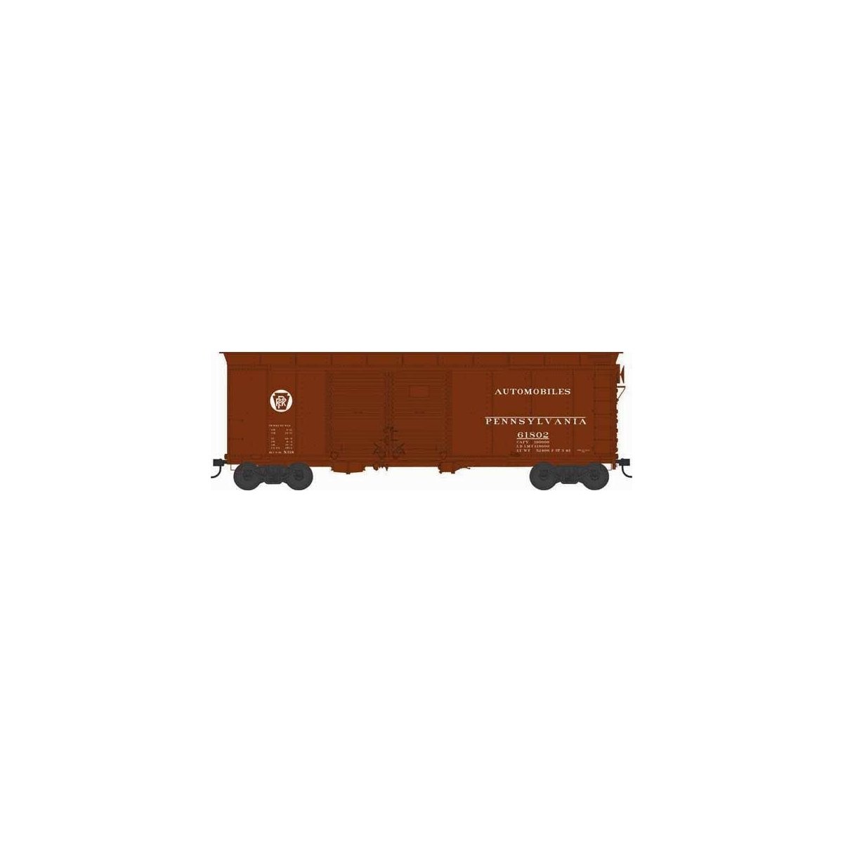 X31B Double-Door Round Flush Roof Boxcar - Ready to Run -- Pennsylvania Railroad 61854 (Blt. 5-36 Repack 3-43, Tuscan, Circle Ke