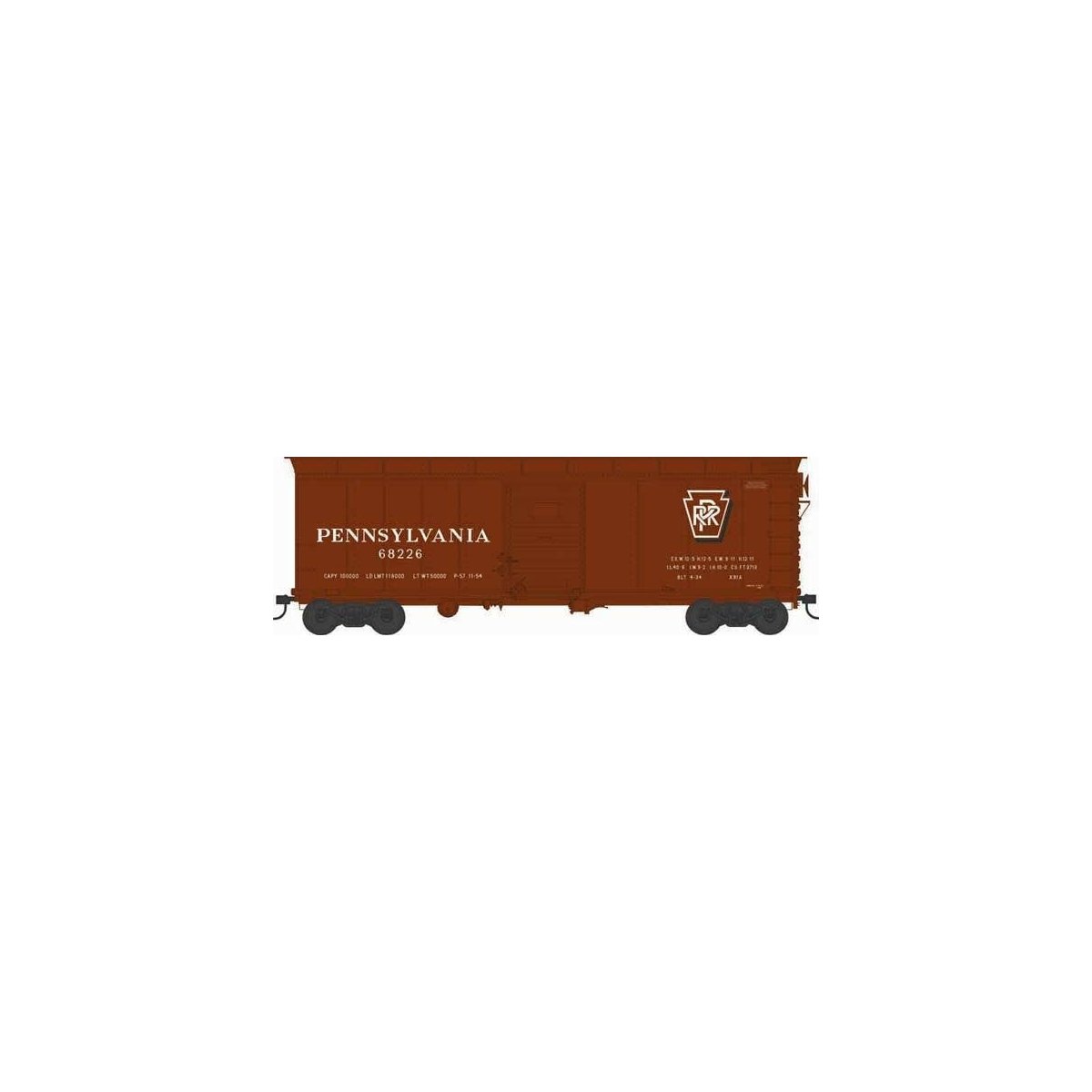X31A Single-Door Round Inset Roof Boxcar - Ready to Run -- Pennsylvania Railroad 68226 (Blt. 4-34 Repack 11-54, Tuscan, Shadow K
