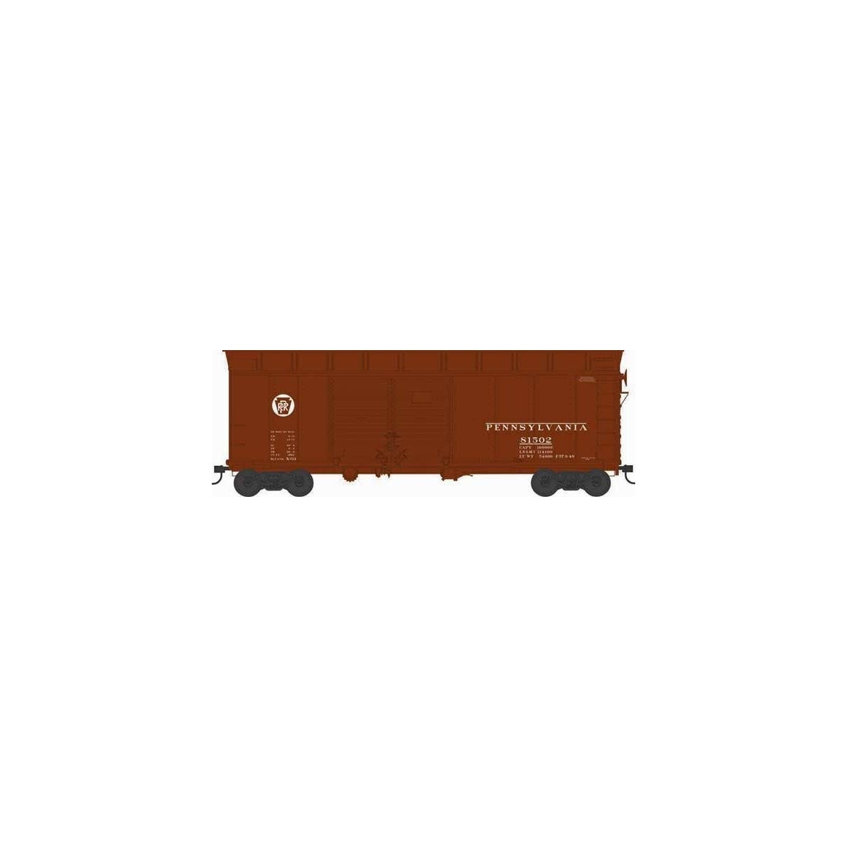 X31F Double-Door Turtle-Roof Boxcar - Ready to Run -- Pennsylvania Railroad 81502 (Blt. 6-34 Repack 9-48, Tuscan, Circle Keyston