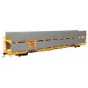 89′ Flatcar w/Bi-Level Shielded Auto Rack - Ready to Run -- Milwaukee Road Rack / Trailer-Train Flatcar TTBX 941656, HO, Walth
