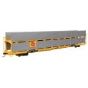 89′ Flatcar w/Bi-Level Shielded Auto Rack - Ready to Run -- Milwaukee Road Rack / Trailer-Train Flatcar TTBX 941676, HO, Walth