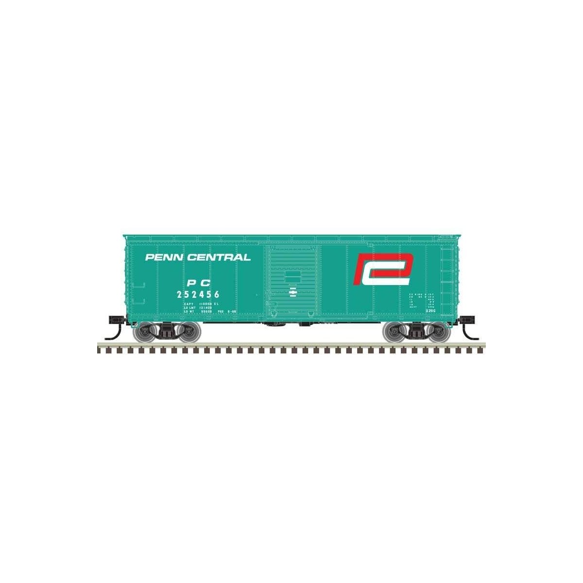 USRA Steel Rebuilt 40′ Boxcar - Ready to Run - Master(R) -- Penn Central 252456 (Jade Green, red P, white)
