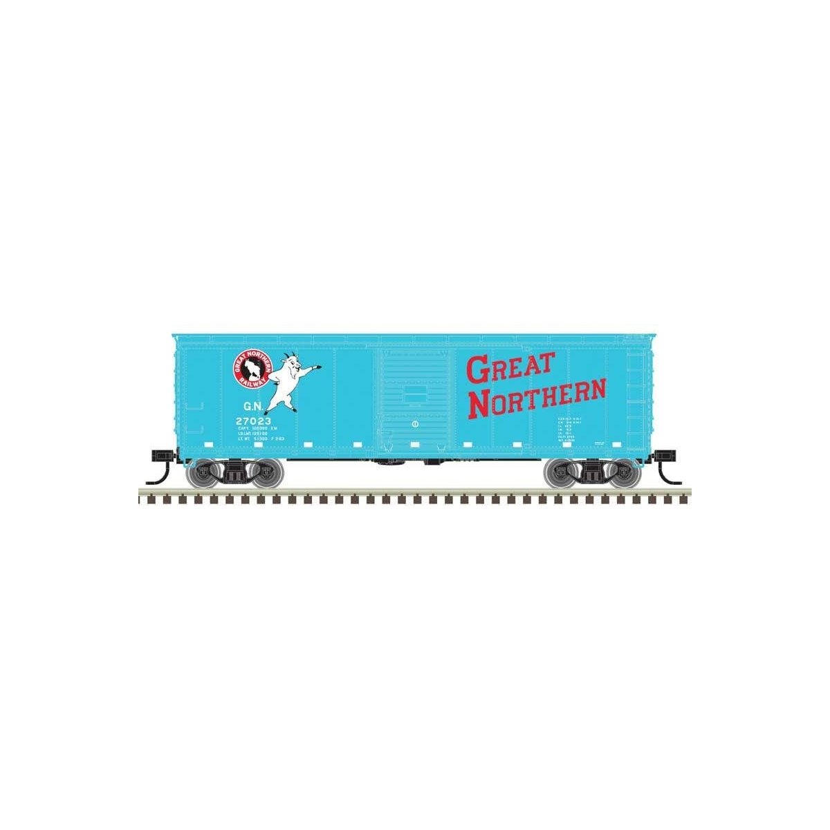 USRA Steel Rebuilt 40′ Boxcar - Ready to Run - Master(R) -- Great Northern 27286 (Glacier Green, red, white, Standing Rocky)